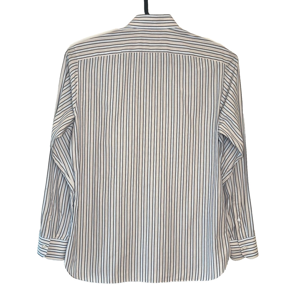 Isaia Napoli Long Sleeve Dress Shirt Mens 17 / 43 Striped Cotton Button Front - Picture 9 of 16